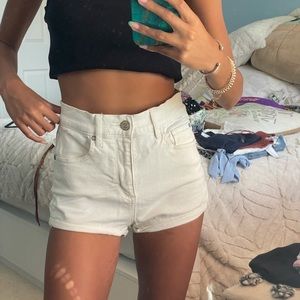 Off White Garage Denim Retro High Waist Shorts